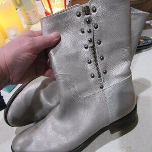polo ralph lauren rare  silver metallic stud leather boots size EUR 39 8.5